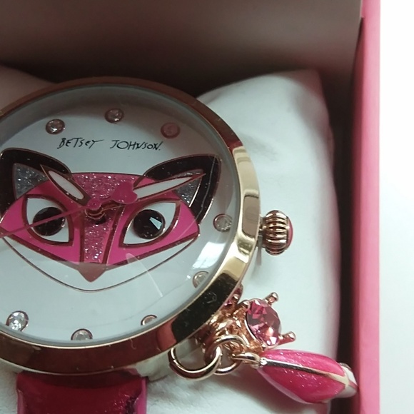 Betsey Johnson New Hot Pink Fox Watch